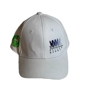 Psycho Bunny Cap Hat White Adult Adjustable Preppy Strapback Baseball Casual